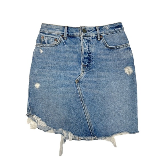 GRLFRND Rhoda Jean Distressed Mini Jean Skirt in Passanger Side Size 23 - Picture 4 of 12